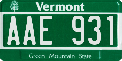 VT license plate AAE931