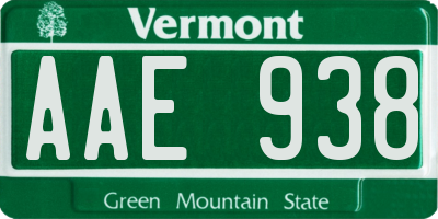 VT license plate AAE938