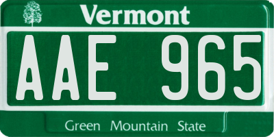 VT license plate AAE965