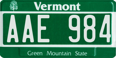VT license plate AAE984