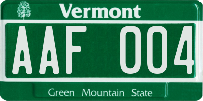 VT license plate AAF004