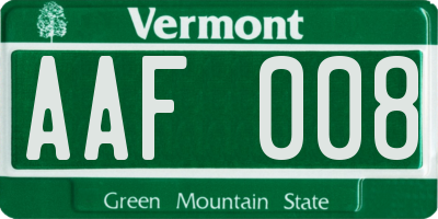 VT license plate AAF008