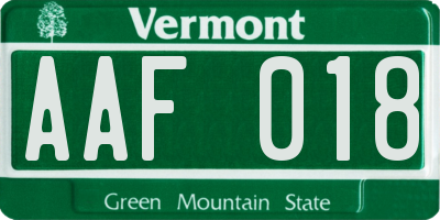 VT license plate AAF018