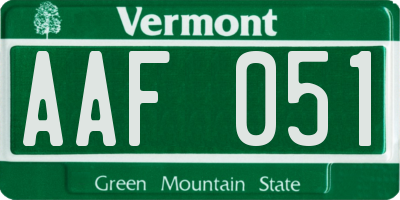 VT license plate AAF051