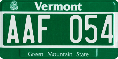 VT license plate AAF054