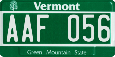 VT license plate AAF056
