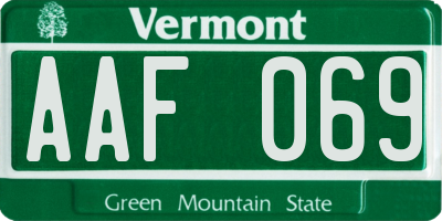 VT license plate AAF069