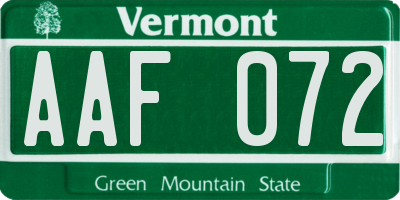 VT license plate AAF072