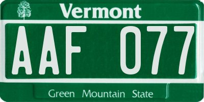 VT license plate AAF077