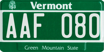 VT license plate AAF080