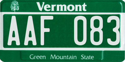 VT license plate AAF083