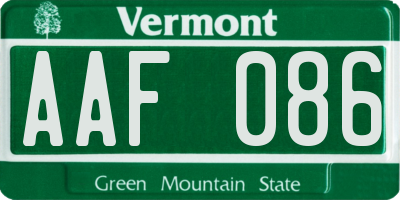 VT license plate AAF086
