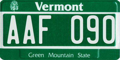 VT license plate AAF090