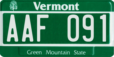 VT license plate AAF091
