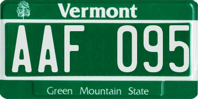 VT license plate AAF095
