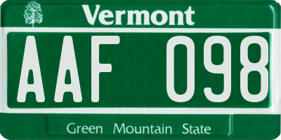 VT license plate AAF098