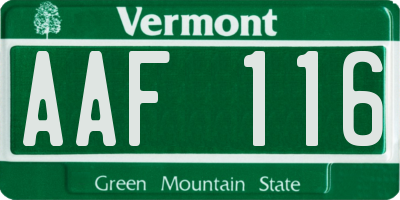 VT license plate AAF116
