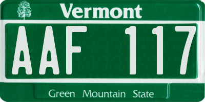 VT license plate AAF117