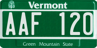 VT license plate AAF120
