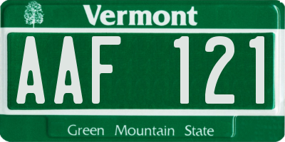 VT license plate AAF121