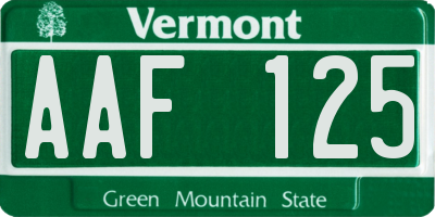 VT license plate AAF125