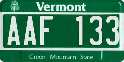 VT license plate AAF133