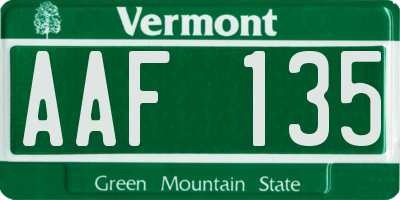 VT license plate AAF135