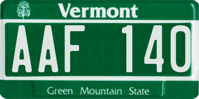 VT license plate AAF140