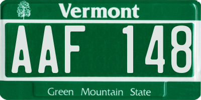 VT license plate AAF148