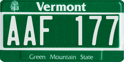VT license plate AAF177