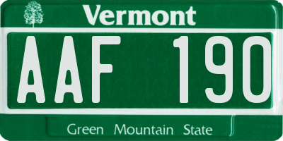 VT license plate AAF190