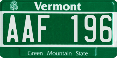 VT license plate AAF196