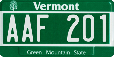 VT license plate AAF201