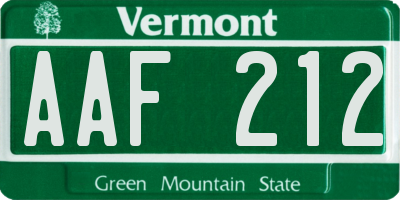 VT license plate AAF212