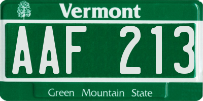 VT license plate AAF213