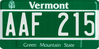 VT license plate AAF215