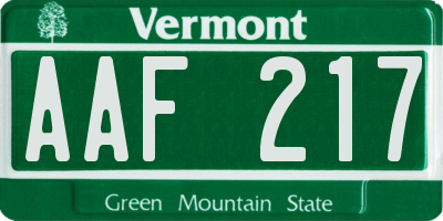 VT license plate AAF217