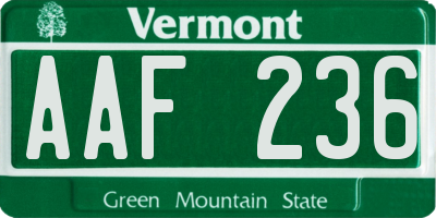 VT license plate AAF236