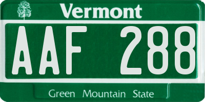 VT license plate AAF288