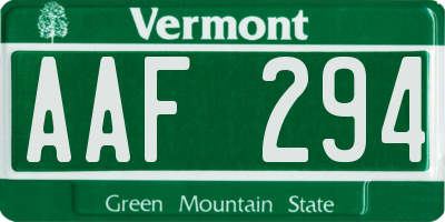 VT license plate AAF294