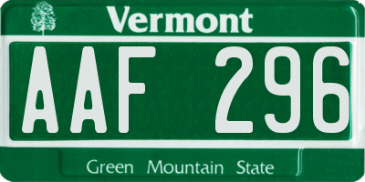 VT license plate AAF296