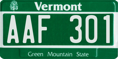 VT license plate AAF301