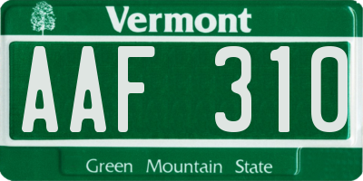 VT license plate AAF310