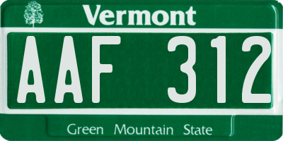 VT license plate AAF312