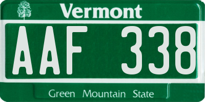 VT license plate AAF338