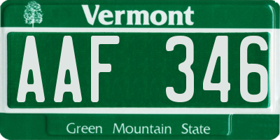 VT license plate AAF346