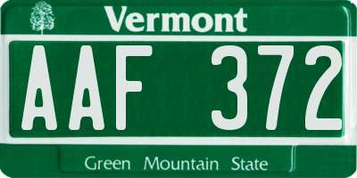 VT license plate AAF372