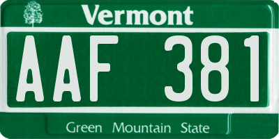 VT license plate AAF381