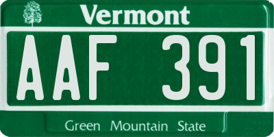 VT license plate AAF391