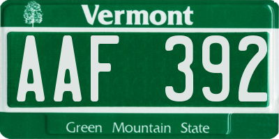 VT license plate AAF392
